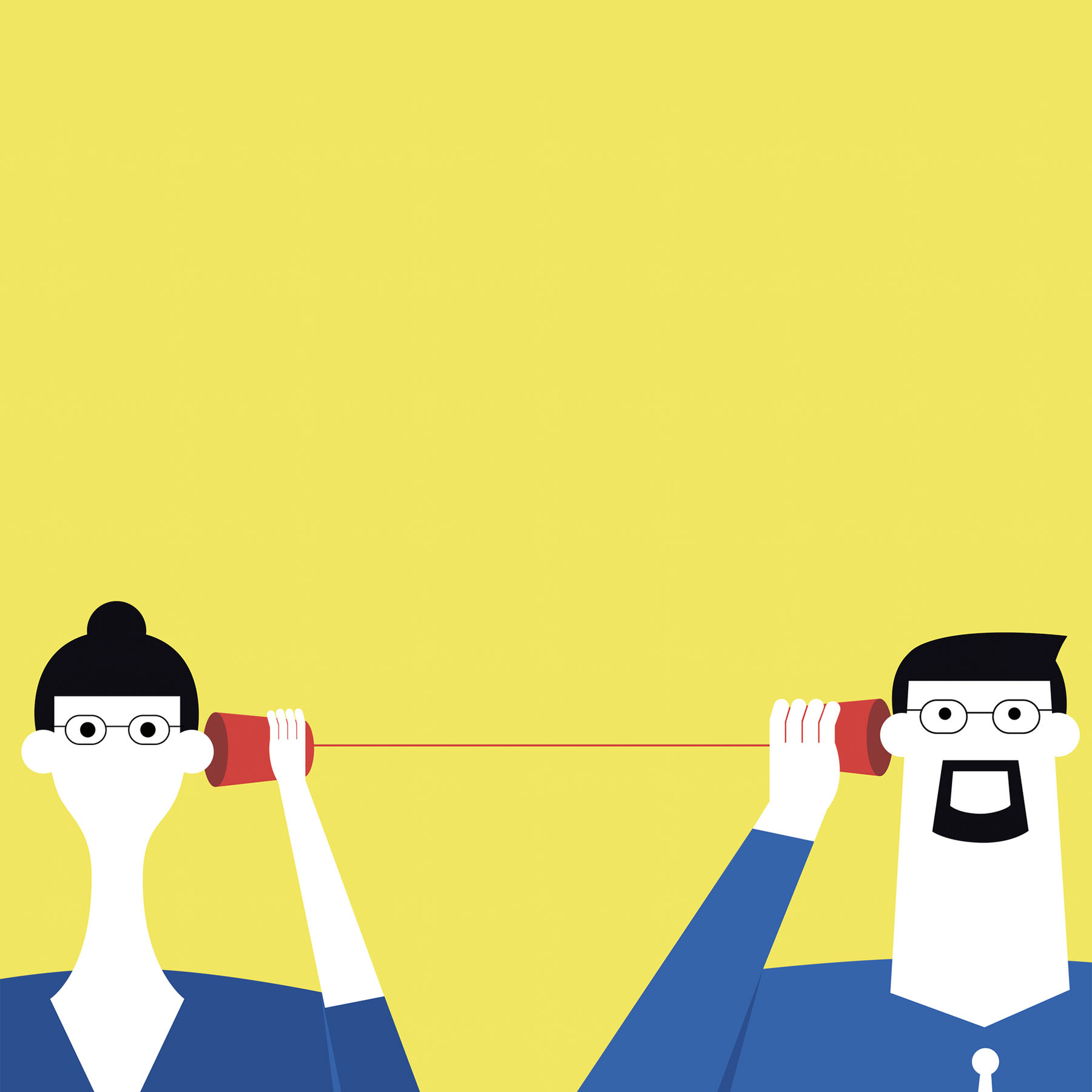 Featured Image, illustration two people playing telephone How to Win Friends & Influence People: The Original Guide to Voice Design by Julia Anderson