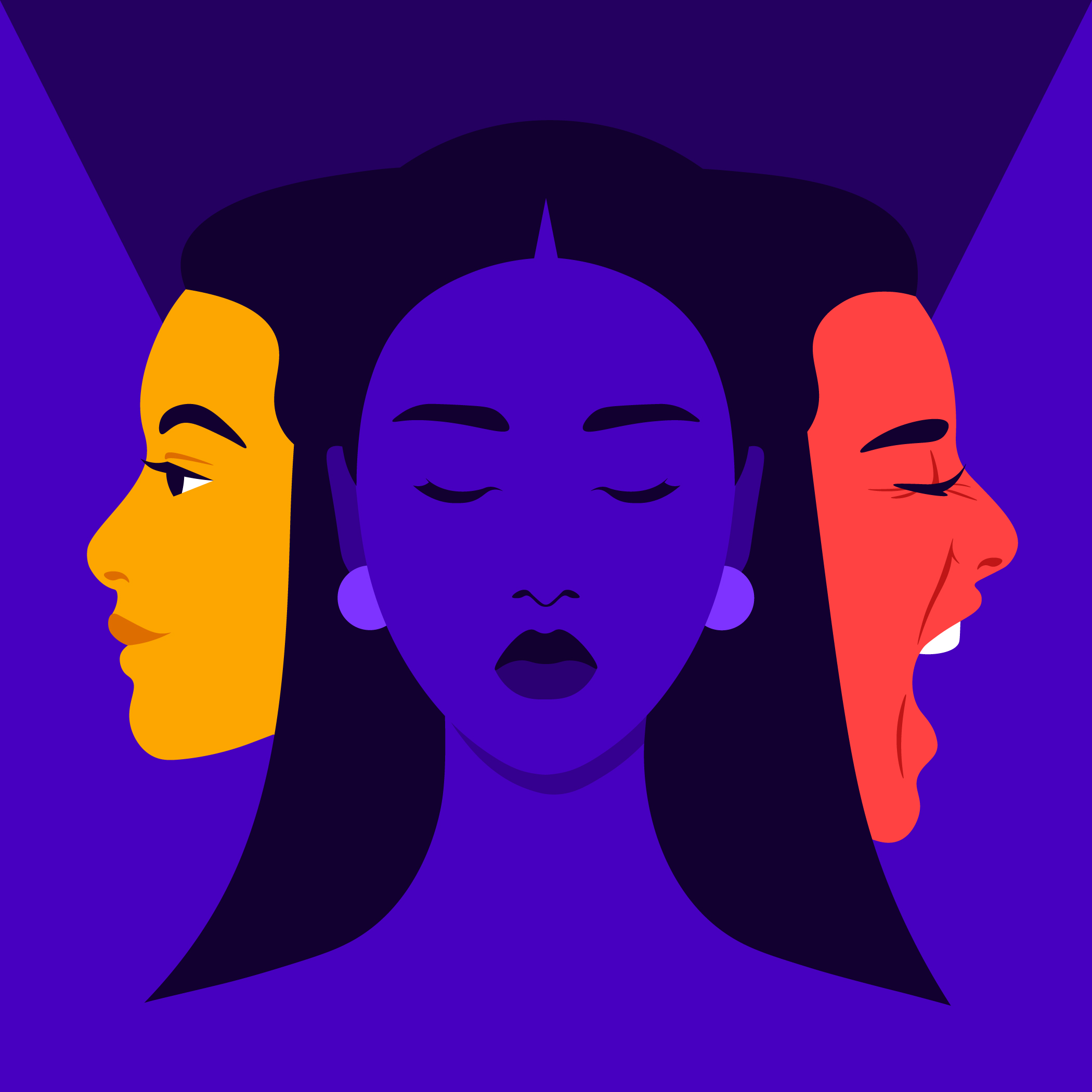 Alexa Is Human Featured Image Vector of three emotions in female face